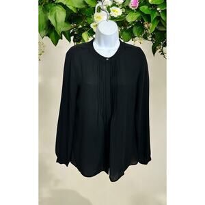 Banana Republic Black Blouse Sz XS Long-Sleeve Loose Career Wear Top Career